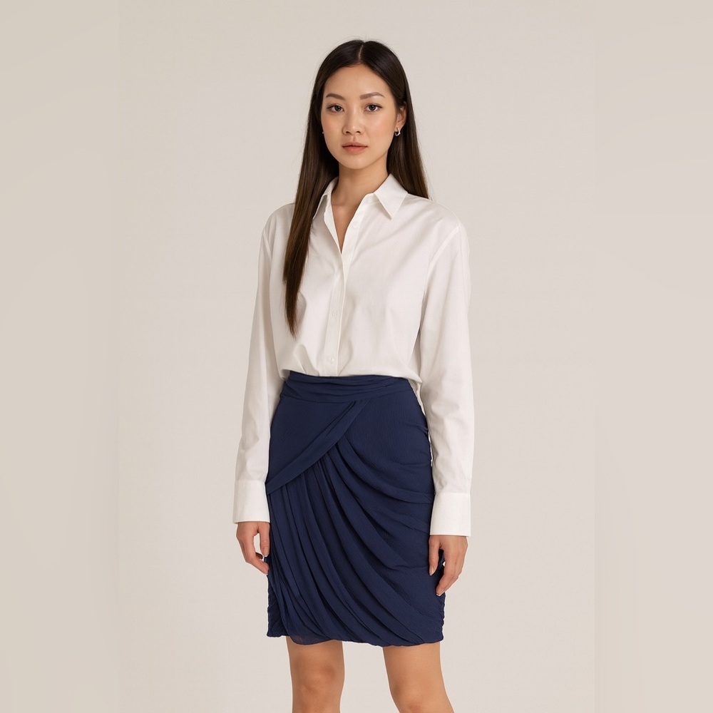 Club Monaco Silk navy chiffon skirt Sz 4